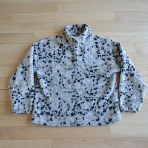LOFT Cheetah Print Pullover Sherpa Fleece Sweater Size XL